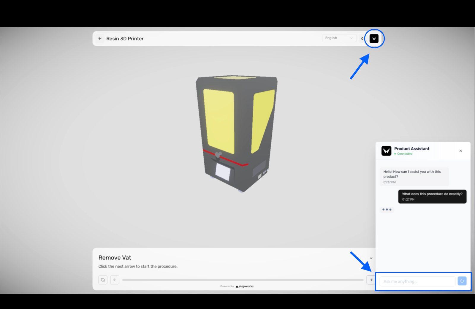 Product Assistant in the viewer